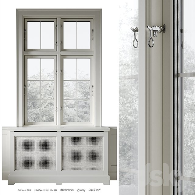 Classic window with radiator screen 005