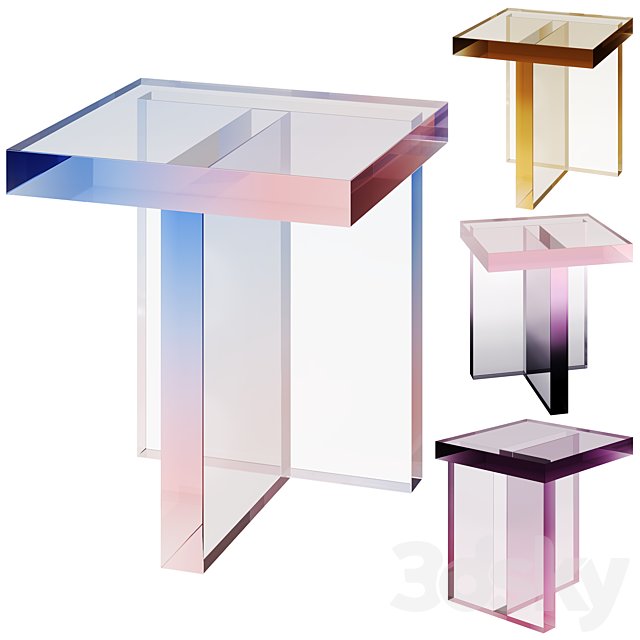 Block Table and Purple Acrylic Coffee Table
