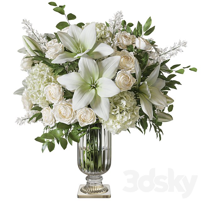 Flower Set 070 Lily rose crystal vase