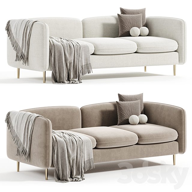Ivy White Flannelette Loveseat Fabric 2 Seater Sofa