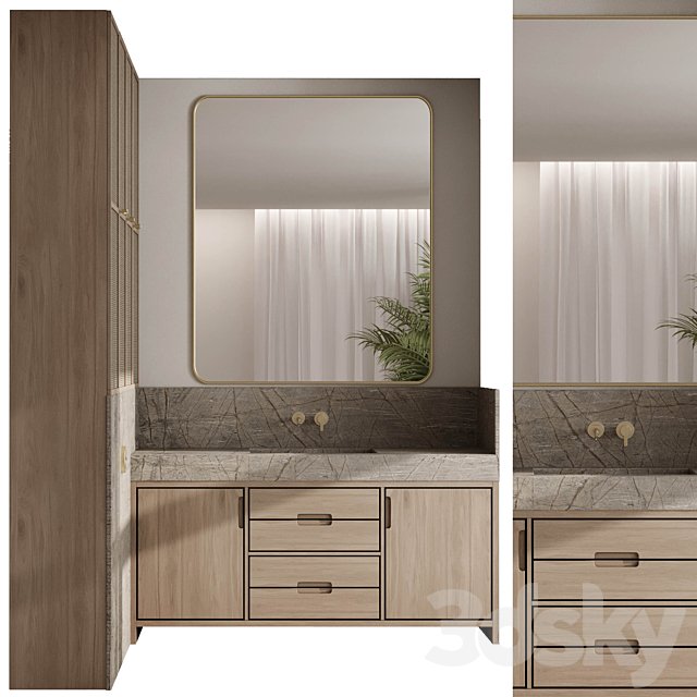 L-shaped Bathroom furniture by inbani faucet set 89