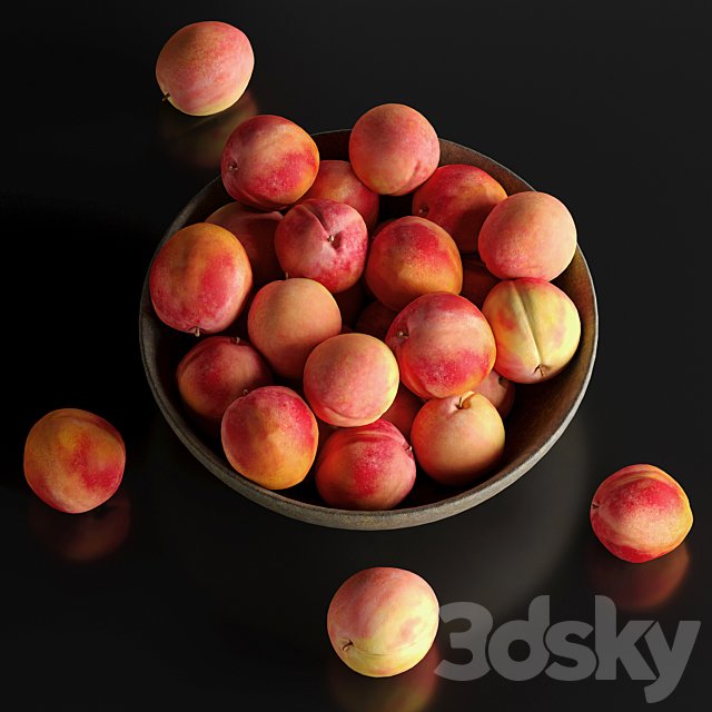 Peaches in a Ceramic Bowl