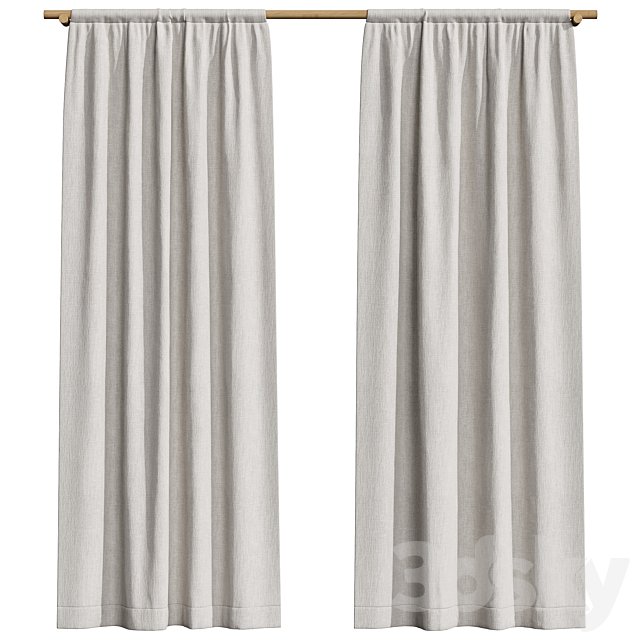 Linen curtains on a wooden cornice