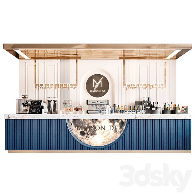 Coffee point in a classic style with a coffee machine and desserts