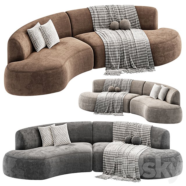 Opal Outdoor 2 Piece Curved Sectional Sofa By Highfashionhome