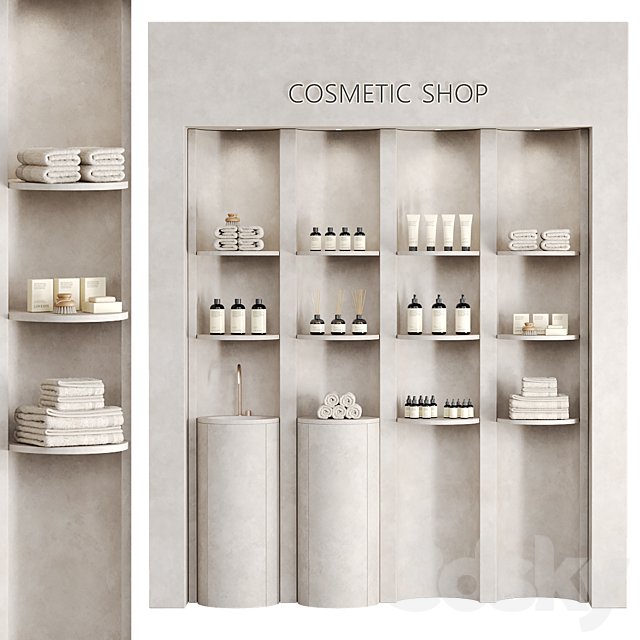 Store shelves with cosmetics
