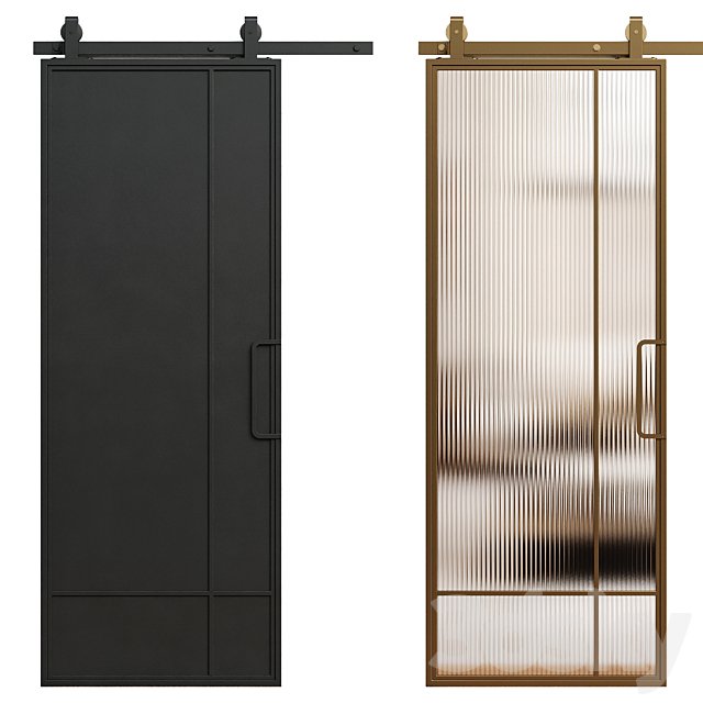 Interior door 214 - sliding barn door