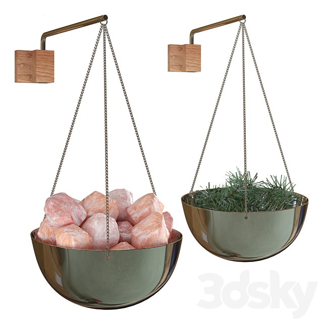Aroma bath bowl 20 cm with Himalayan salt or branches