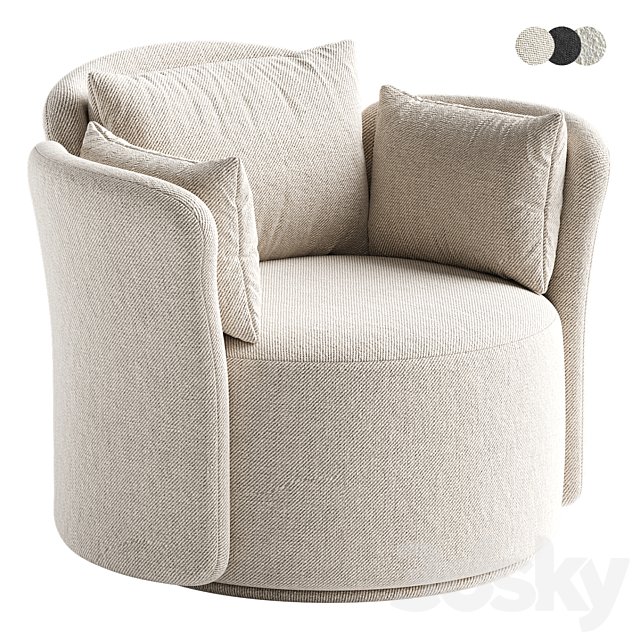 Swivel chair Lulu L black and white boucle
