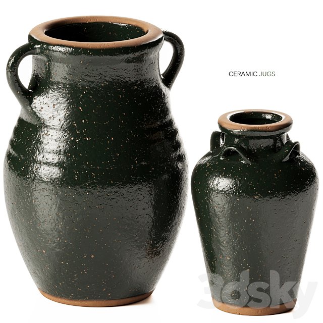 Zara Home - Green Ceramic Vases with Handles