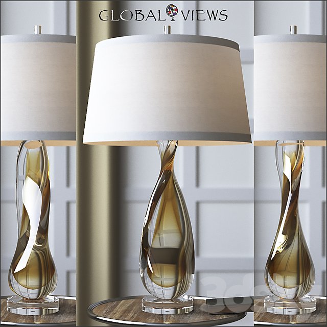Global Views Amber Twisted Art Glass Lamp