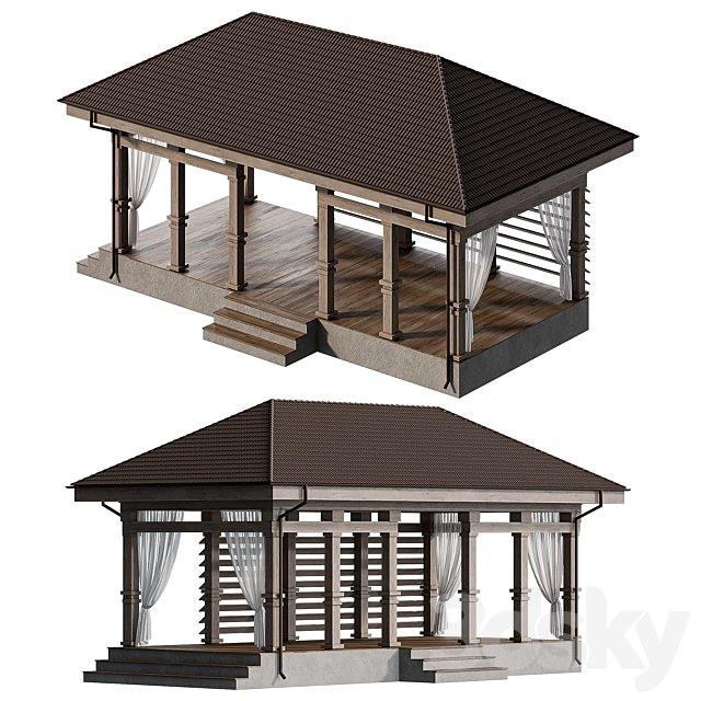Gazebo with curtains