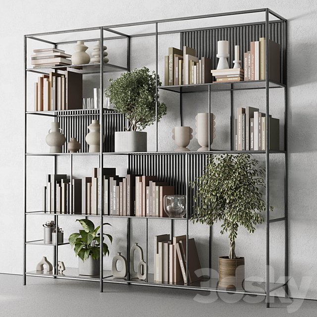 Metal Shelves Decorative With Book and plants - Metal Rack 17