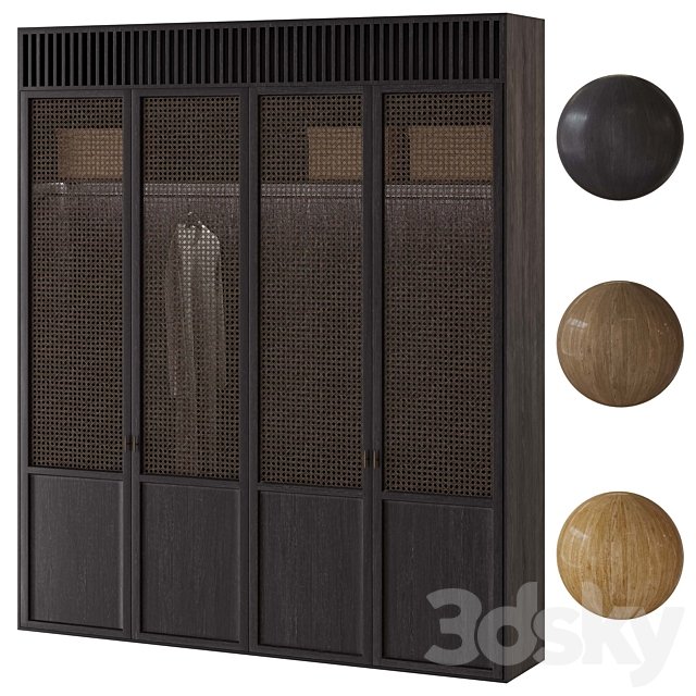 Japandi cabinet with rattan ventilation