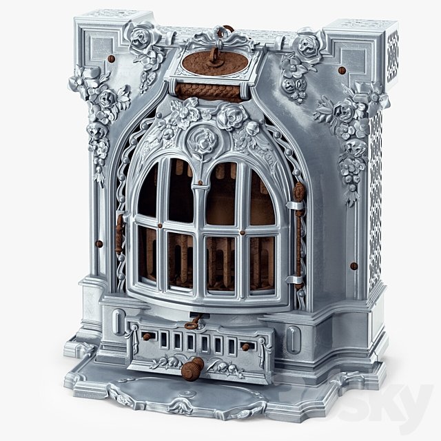 Antique Fireplace Lent Moyen Vif Salamandre