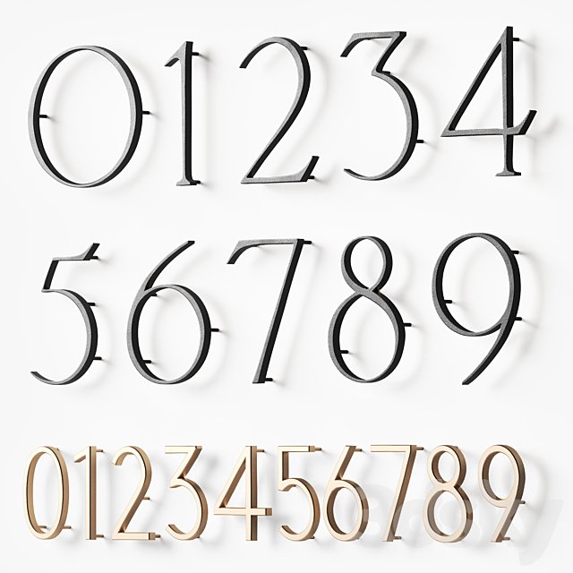 Digits 0 - 9. Numbers with backlight. House sign door numbers