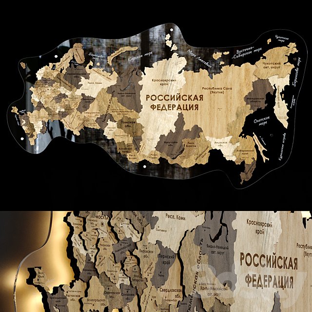 Wooden map of Russia