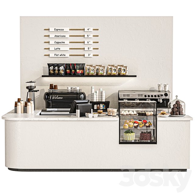 Coffee point in a shopping center with desserts and sweets