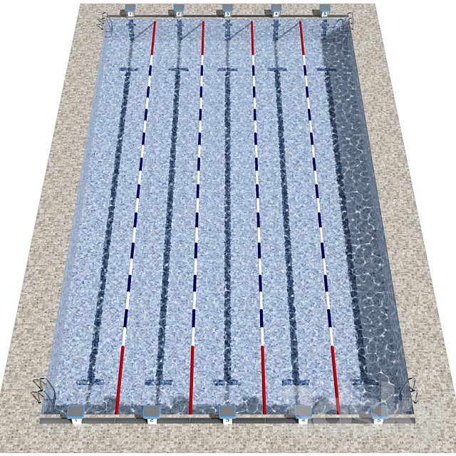 Swimming pool with lanes