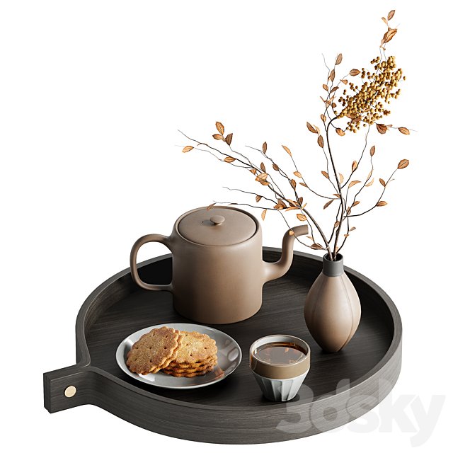 Tea set and cookies, dry