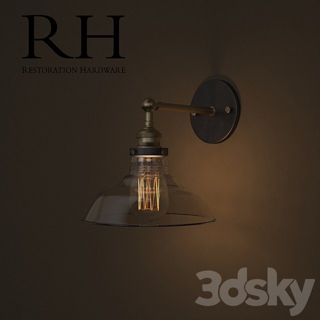 GLASS BARN FILAMENT SCONCE AGED STEEL