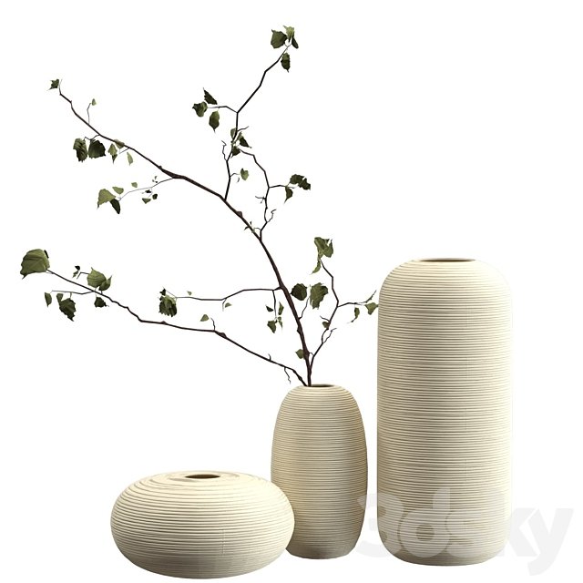 Vases with branch