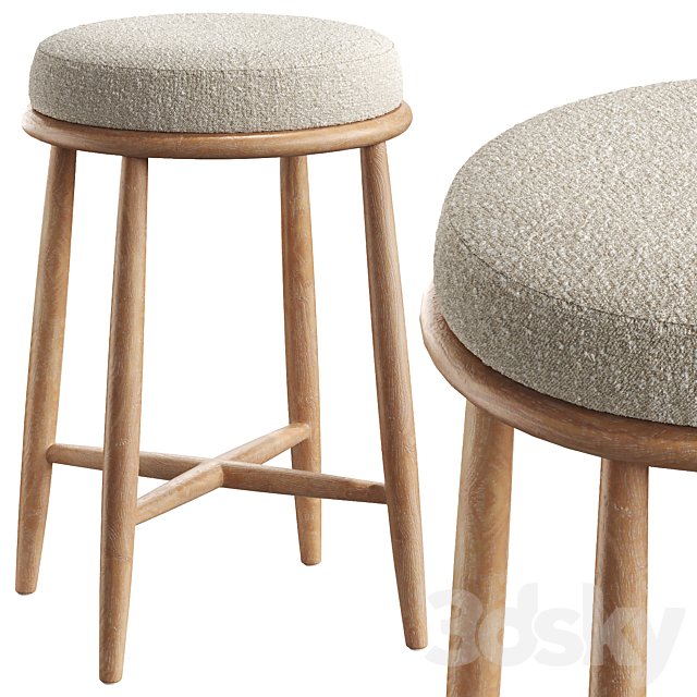 Hobbs Cerused Natural Oak Wood Counter Stool