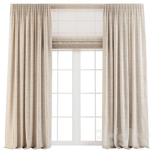 Linen Curtains with Roman Shades