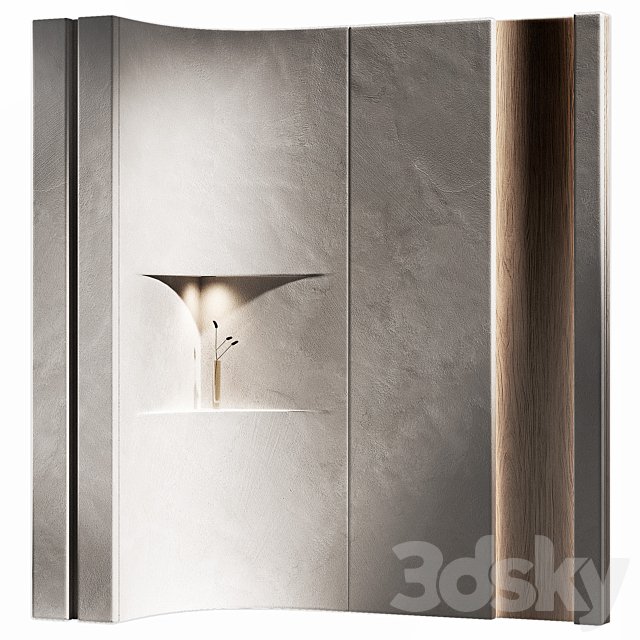 Wall panels 7 - corner niche. Plaster and wood partition.