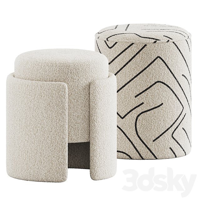 Lambhair Ottoman & Renwill Rachelle Stools