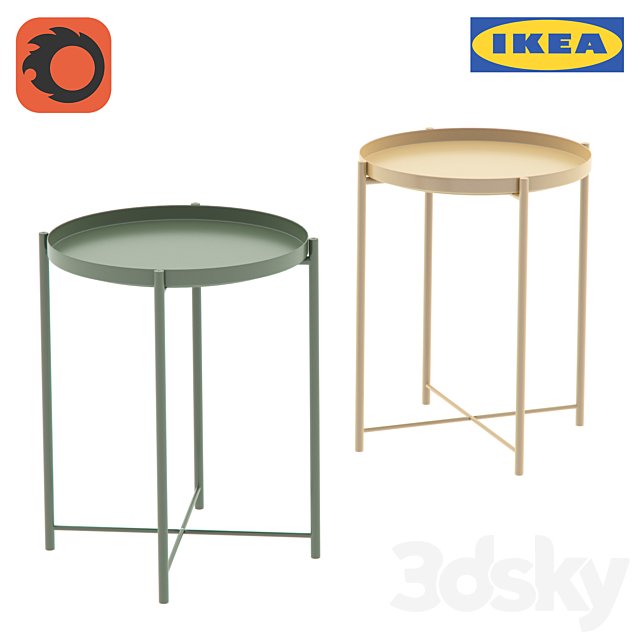 Table Gladio / Gladom Tray table Ikea, green, yellow
