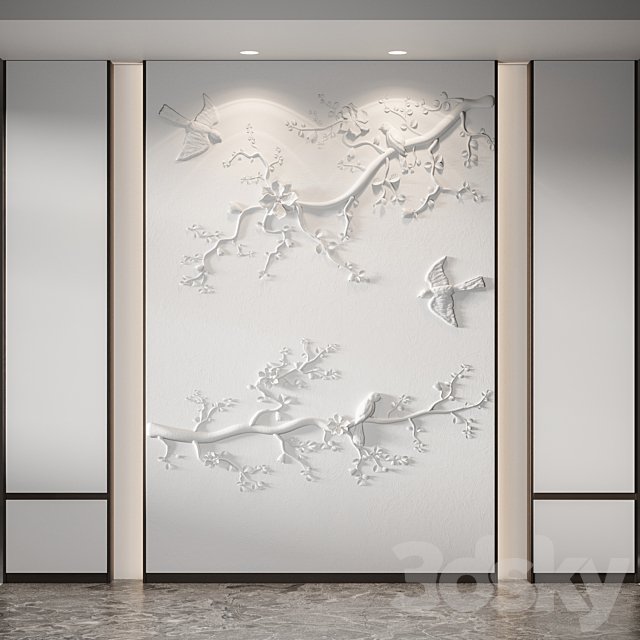 Bas-relief Branches Birds