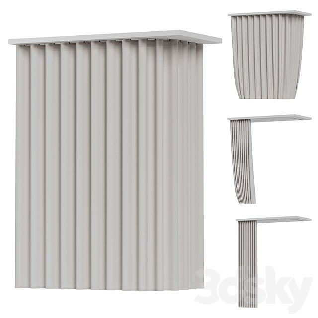 Fabric curtain for a corner bathroom with fastening to the ceiling