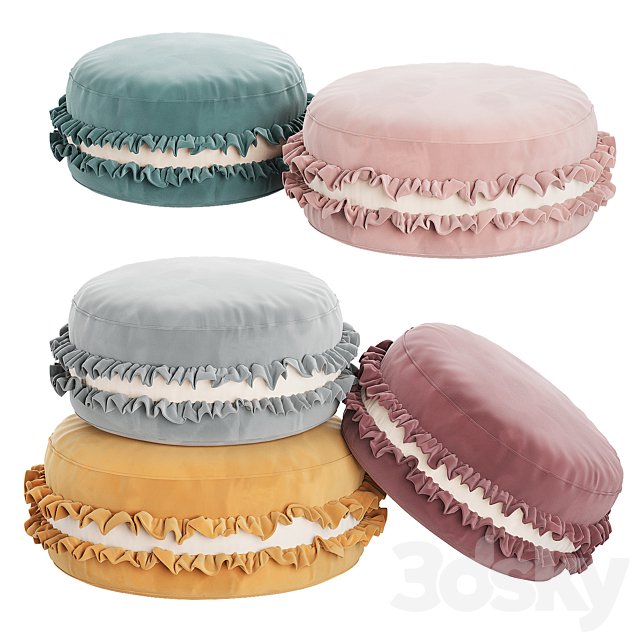 Macaron Pouf, Velour Cookie pillow