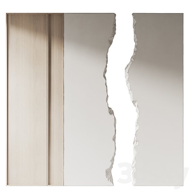 Decorative wall made of stone and wood 001