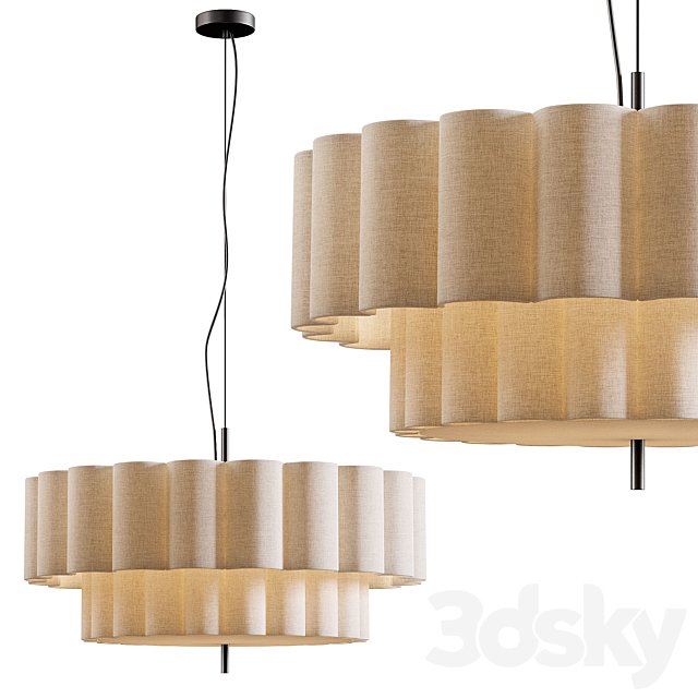 Folia large scalloped natural linen pendant