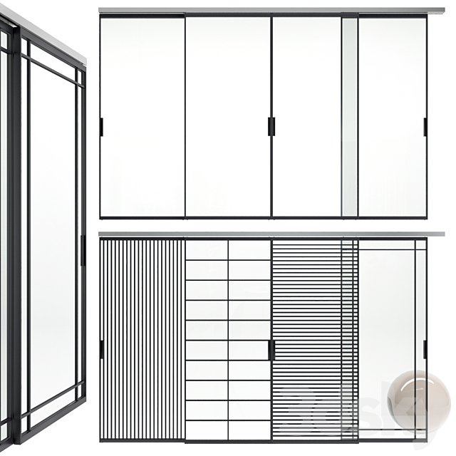 Sliding glass partitions Union in Stratus Slim profile
