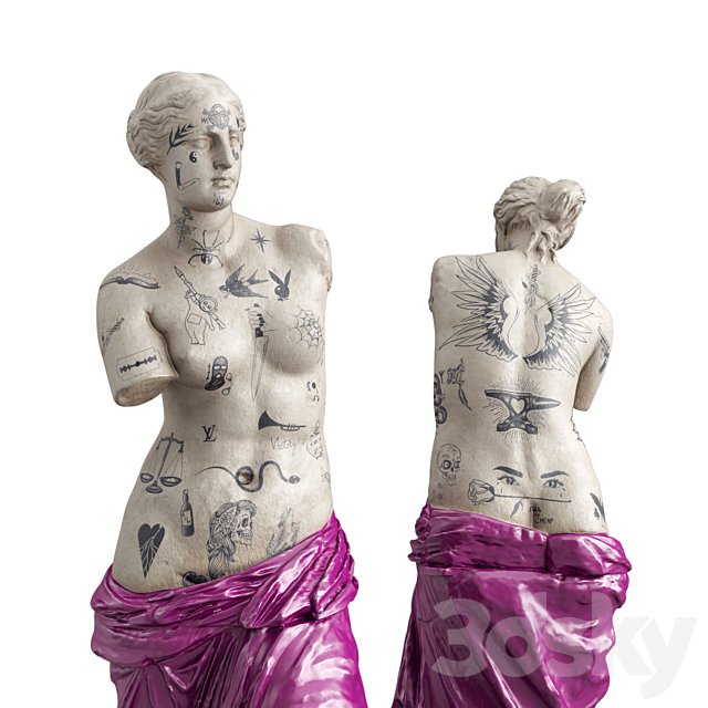 Venus Modern sculpture with tattoo