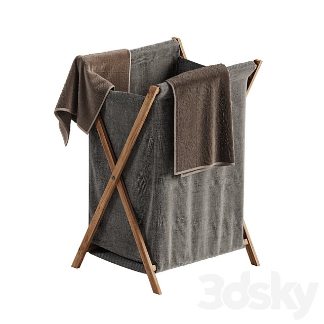 Basket with linen for the bathroom or toilet