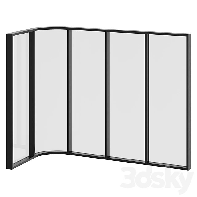 Aluminum profile glazing with radius element 3