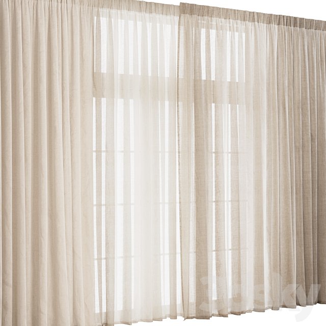Wide Linen Tulle Curtain