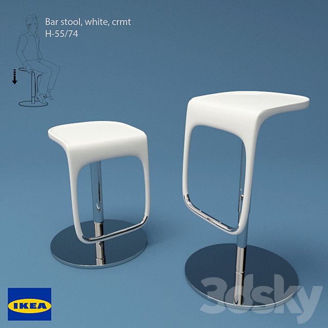 Bar stool, white, crmt