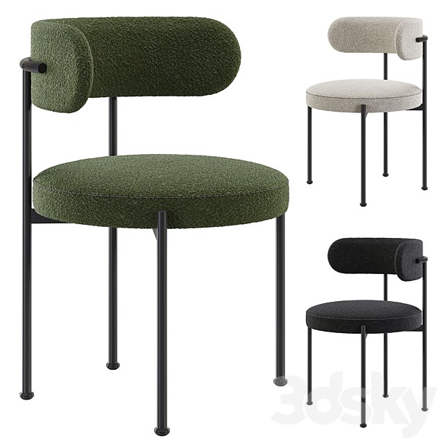 INESSE BOUCLE DINING CHAIR-CB2