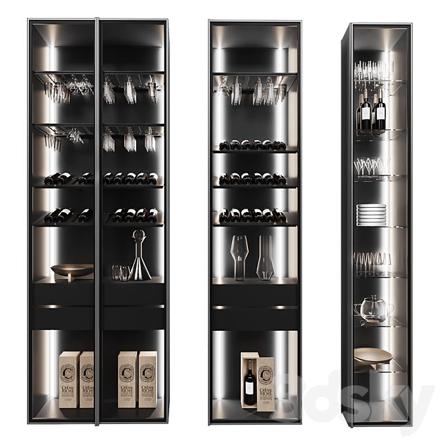 Set of display cases of different widths 1