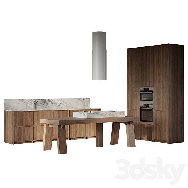 Straight kitchen with island