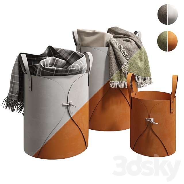 Leather folding laundry and storage basket 001