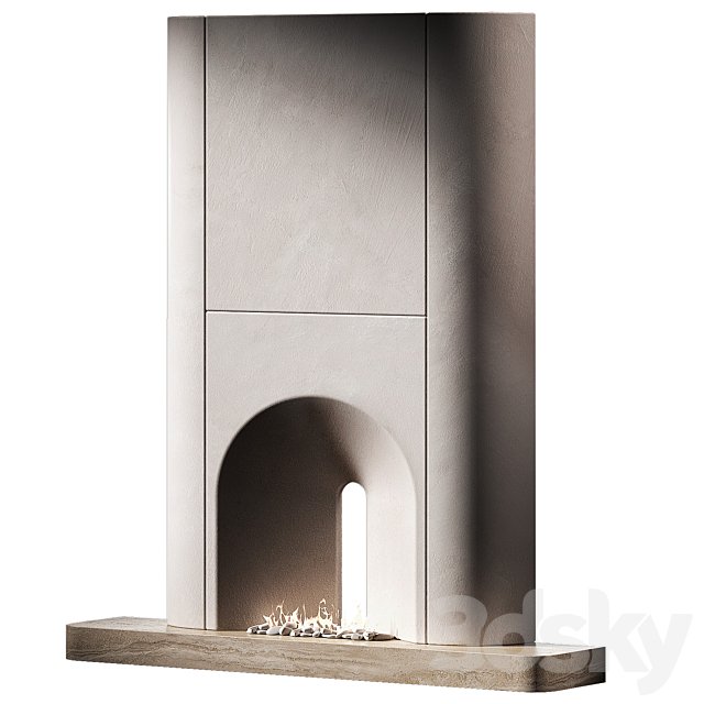 Fireplace. Arched semicircular portal of the hearth area