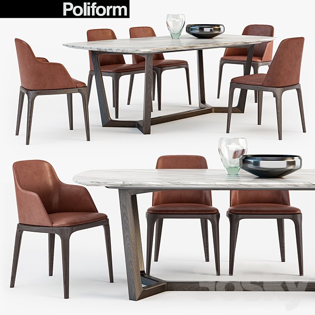 Poliform Grace chair Concorde table set3