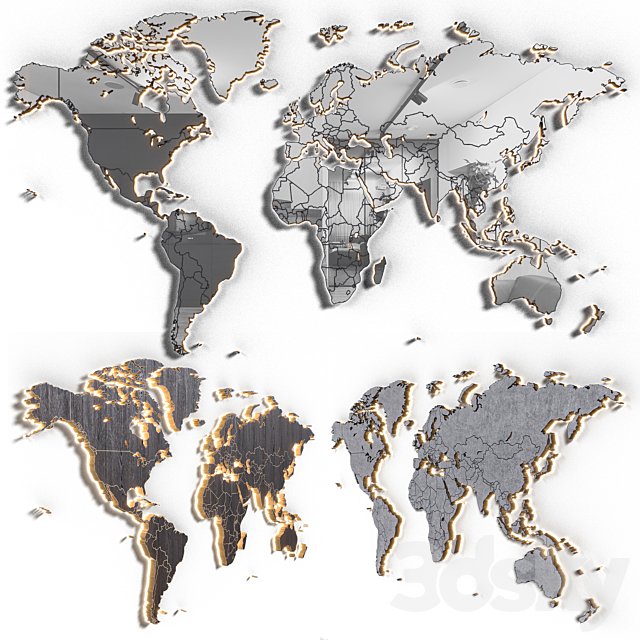 World map in 5 materials | 16k | PBR