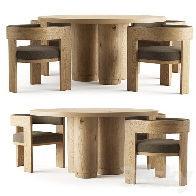 RH OAK TROPEZ ROUND DINING TABLE